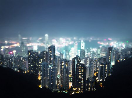  Hong Kong from  Victoria peak, ltilt shift photoの写真素材
