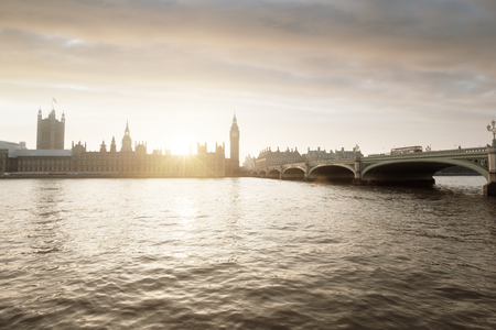 Big Ben and Westminster at sunset, London, UKの写真素材