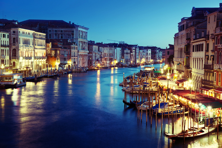 Grand Canal in sunset time, Venice, Italyの写真素材