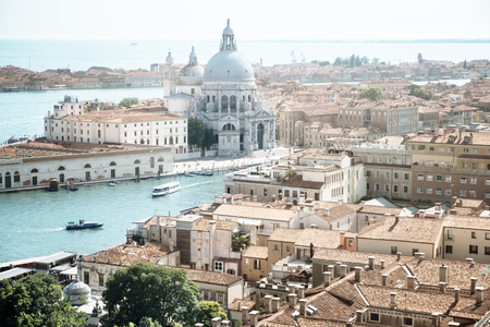 Aerial view of Venice, Basilica Santa Maria della Salute. Italyの写真素材