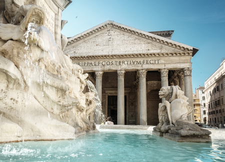 Pantheon Fountain, Rome, Italyの写真素材
