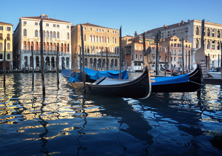 Grand Canal in Venice at sunset, Italyの写真素材