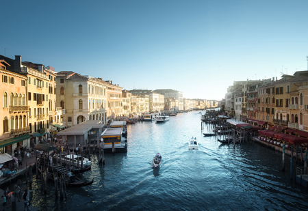 Grand Canal in Venice at sunset, Italyの写真素材