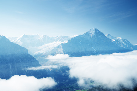 Grindelwald valley from the top of First mountain, Switzerlandの写真素材