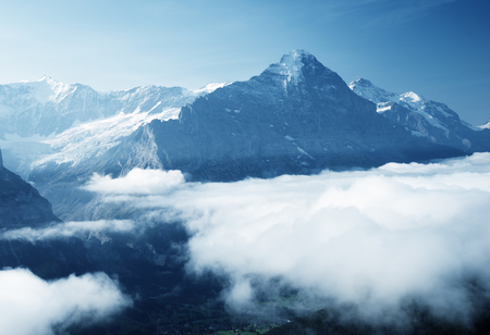 Grindelwald valley from the top of First mountain, Switzerlandの写真素材