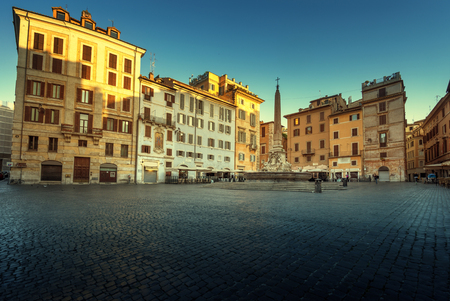 Square and Fountain near Pantheon, Rome , Italyのeditorial素材