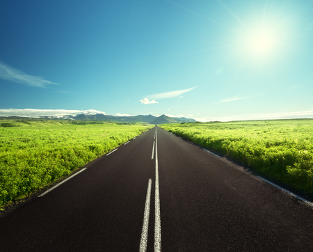 road in summer Icelandの写真素材
