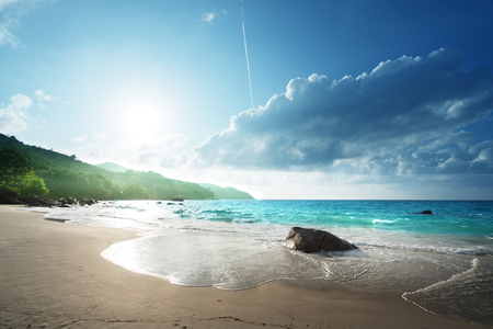 Anse Lazio beach at Praslin island, Seychellesの写真素材