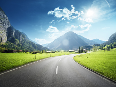 Mountain road, Jungfrau region, Switzerlandの写真素材