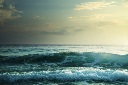 Sunset on Seychelles beachの写真素材