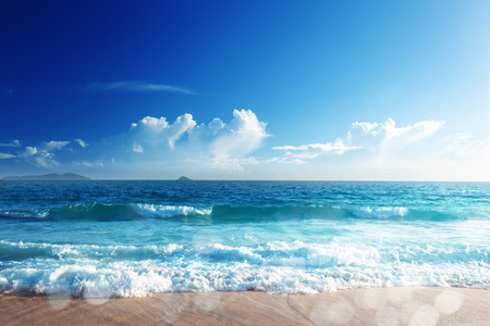 sunset on Seychelles beachの写真素材