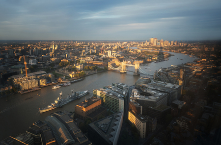 London aerial view with Tower Bridge, UKの写真素材