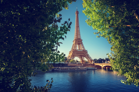 Seine in Paris with Eiffel towerの写真素材