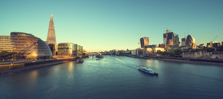 morning in London, river Thames from Tower Bridge, UKの写真素材