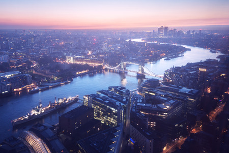London aerial view with Tower Bridge, UKの写真素材