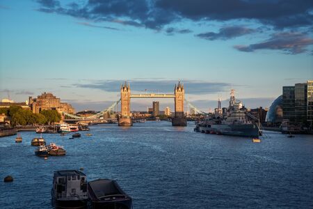Tower Bridge at sunset, London, UKの写真素材