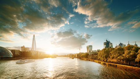 sunset from Tower Bridge, London, UKの写真素材