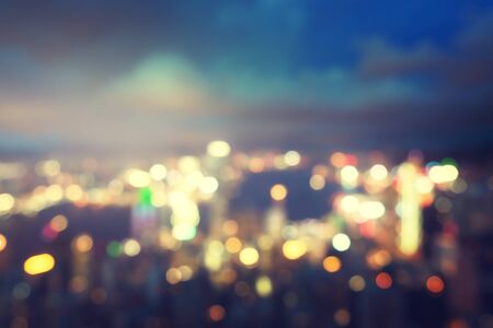blurred lighhts from peak Victoria, Hong Kongの写真素材