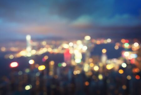 blurred lighhts from peak Victoria, Hong Kongの写真素材