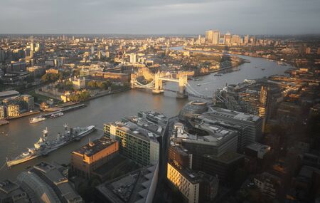London aerial view with Tower Bridge, UKの写真素材