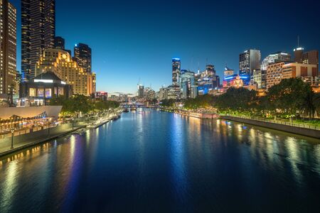 sunset, Yarra River, Melbourne, Victoria, Australiaの写真素材