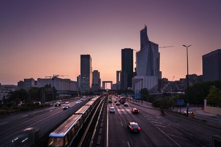 Paris LaDefense at sunsetの写真素材