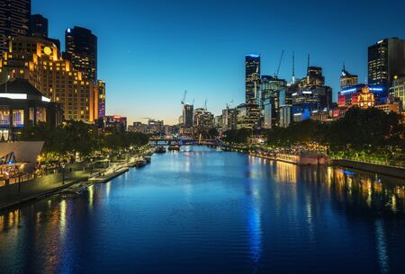 sunset, Yarra River, Melbourne, Victoria, Australiaの写真素材
