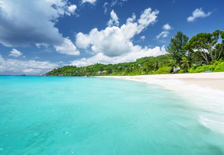beach on Mahe island, Seychellesの写真素材