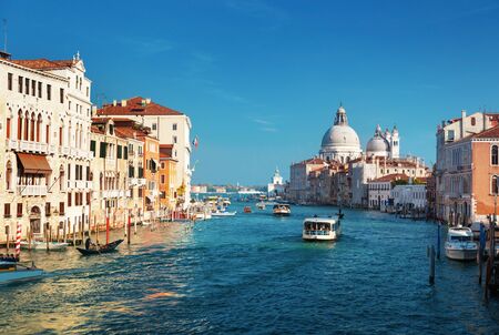 Grand Canal and Basilica Santa Maria della Salute, Venice, Italyの写真素材