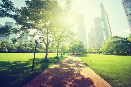 Green Space, Lujiazui Central, Shanghai, Chinaの写真素材