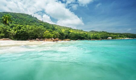 Anse Lazio beach at Praslin island, Seychellesの写真素材