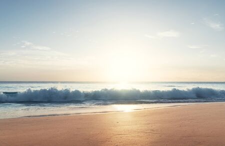 sunset on Seychelles beach, Mahe islandの写真素材