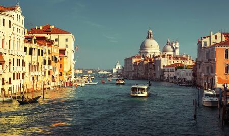 Grand Canal and Basilica Santa Maria della Salute, Venice, Italyの写真素材