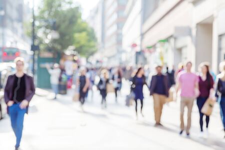 people in bokeh, street of Londonの写真素材
