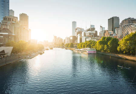 sunset, Yarra River, Melbourne, Victoria, Australiaのeditorial素材