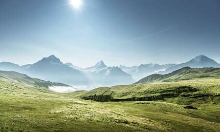 Grindelwald valley from the top of First mountain, Switzerlandの写真素材