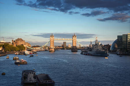 Tower Bridge at sunset, London, UKの写真素材