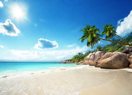 Anse Lazio beach at Praslin island, Seychellesの写真素材