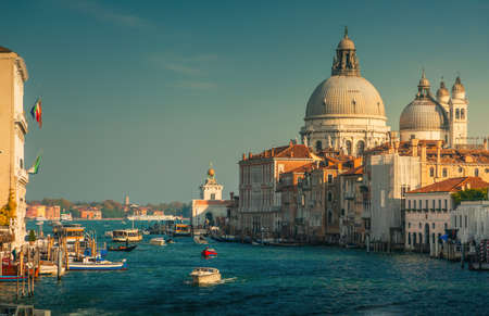 Grand Canal and Basilica Santa Maria della Salute, Venice, Italyの写真素材