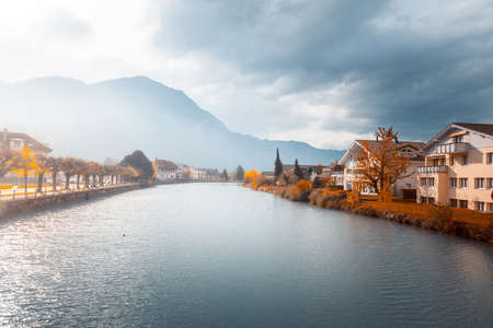 autumn season, Interlaken City, Switzerlandの写真素材