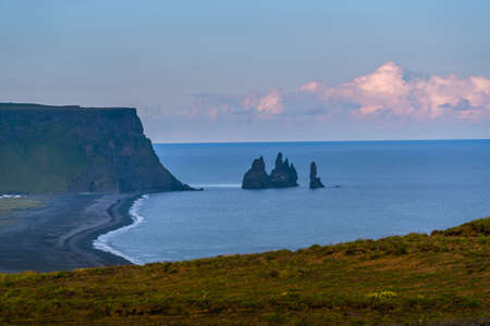 Troll Toes on Black beach Reynisfjara near the village of Vik, Icelandの写真素材