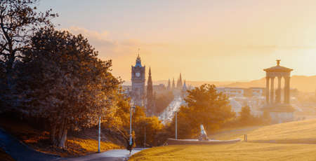 Edinburgh city skyline from Calton Hill., United Kingdomの写真素材
