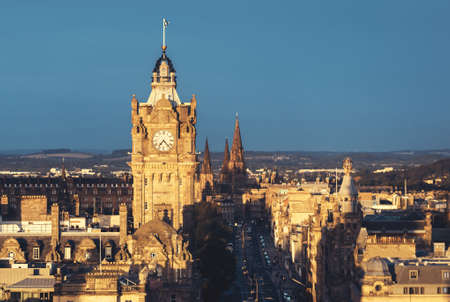 Edinburgh city skyline from Calton Hill., United Kingdomの写真素材