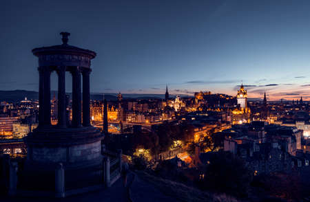 Edinburgh city skyline from Calton Hill., United Kingdomの写真素材