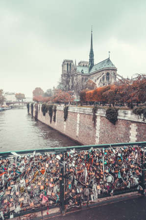 Notre Dame cathedral in Paris, Franceの写真素材