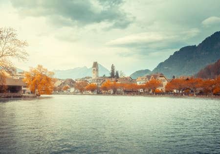 autumn season, Interlaken City, Switzerlandの写真素材