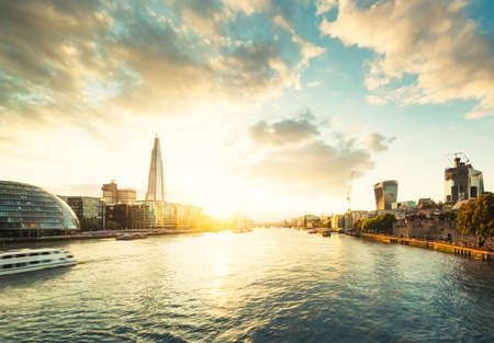 London skyline from Tower Bridge, UKの写真素材