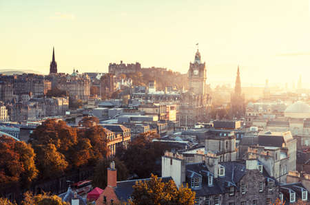Edinburgh city skyline from Calton Hill., United Kingdomの写真素材