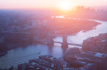 London aerial view with Tower Bridge, UKの写真素材