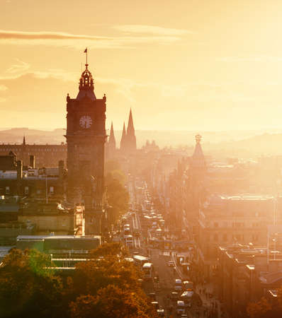 Edinburgh city skyline from Calton Hill., United Kingdomのeditorial素材